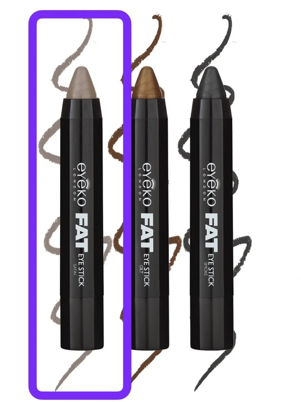 NEW 3 ITEM Eyeko BUNDLE Fat Eye Stick ‘Satin’ + Black Liquid Skinny Eyeliner Duo
